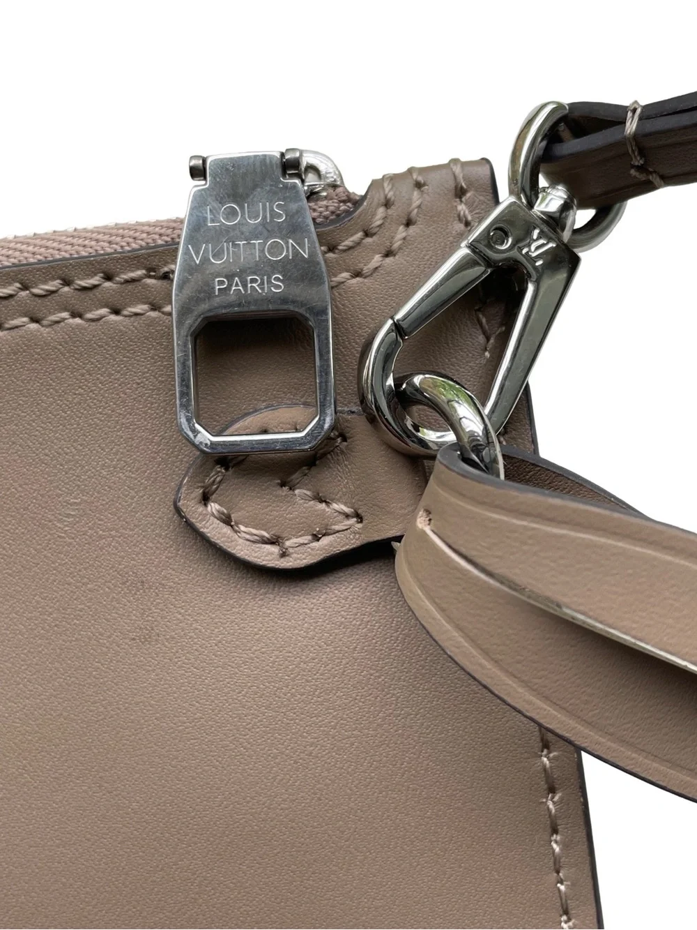 Louis Vuitton Mahina Hina Leather Pouch Wristlet in Galet Taupe